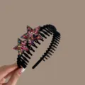 Serre-tête étoile en strass noir, cerceau de cheveux en cristal étincelant, accessoire chic. - Coloré