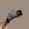 Serre-tête étoile strass noir, accessoire cheveux cristal brillant pour style et quotidien. - Argent