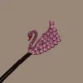 Pink crystal swan hair stick bun maker elegant rhinestone hair fork for women chic. - Swan Style (8#)