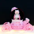 Pink carriage snow globe with cute cat doll music box, perfect festive gift ornament. - Cat Ear Girl (2055) / L / Pink