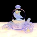 Blue carriage snow globe music box with cute girl and whale figurine ornament gift. - Girl and Whale (2059) / L / Purple