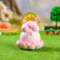 Süße rosa Schweinchen Figur Gebet Lotos Basis Desktop Deko Geschenk Spielzeug Büro - 1219-4A Ruhiges und friedliches Lotus-Nachtlicht