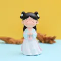 Chinese style ancient beauty resin figurine home decor Q-version cute ornament desktop display. - Flower Lantern Style (1003-1) / L