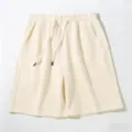 Detail heren casual zomerkorte broek, ademende stof met comfortabele elastische trekkoord. - 3XL / Bottoms / Khaki