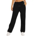 Pantalon de survêtement décontracté et ample noir confortable avec cordon de serrage. - S / Bas / Noir
