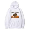 Felpa bianca Team Punch a maniche lunghe con cappuccio e simpatico design grafico di cartoni animati. - Taglia S / Top / Bianco