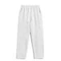 White casual loose straight-leg cargo sweatpants for women, high waist with drawstring. - S / Bottoms / White