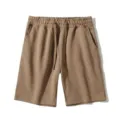 Heren zomer casual shorts khaki trekkoord elastische taille ademende sport korte broek - Koffie