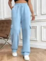 Light blue casual cargo sweatpants for women, featuring a drawstring waist and multiple pockets. - S / Bottoms / Light Blue