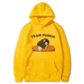 Felpa con cappuccio gialla classica con stampa grafica Team Punch e comoda tasca marsupio. - Giallo
