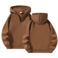 Casual half-zip brown hoodie for men and women, loose streetwear activewear sweatshirt. - S / Tops / Coffee