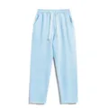 Light blue high waist casual loose straight leg sweatpants with drawstring and pockets. - S / Bottoms / Light Blue