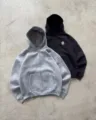 Casual street style zip-up hooded sweatshirt with chest embroidery detail, high quality. - S / Tops / Light Gray