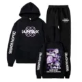 Lässiger schwarzer Hoodie und Jogginghose Set mit coolem Grafikprint und bequemer Passform. - Schwarz