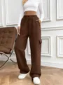 Brown loose cargo sweatpants for women and men, featuring a high elastic drawstring waist. - S / Bottoms / Coffee