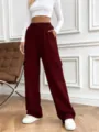 Burgundy loose cargo sweatpants for women and men, featuring a high drawstring waist and pockets. - S / Bottoms / Burgundy