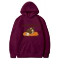 Felpa con cappuccio bordeaux classica con simpatica stampa di scimmia e tasca frontale. - Borgogna