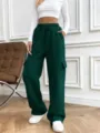 Dark green loose cargo sweatpants featuring a comfortable drawstring waist and wide leg design. - S / Bottoms / Dark Green