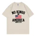Beige dames casual korte mouw T-shirt met Amerikaanse patriotische grafische print. - S / Tops / Beige