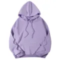 Sweat à capuche uni ample à épaules tombantes en violet clair, haut unisexe décontracté - S / Hauts / Lavande