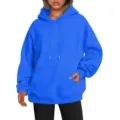 Sweat à capuche uni oversize grandes tailles pour hommes et femmes, pull décontracté - S / Hauts / Bleu