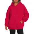 Sweat-shirt à capuche oversized rouge pour hommes et femmes, uni à épaules tombantes, vue principale. - S / Hauts / Rouge
