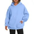 Sweat-shirt à capuche uni oversized pour hommes et femmes, sweat à manches longues bleu clair. - S / Hauts / Bleu Clair (312)