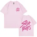 Pink oversized short sleeve t-shirt with stylish front and back print design. - Pink