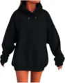 Μαύρο oversized φούτερ με κουκούλα για γυναίκες, άνετο και ζεστό casual πουλόβερ. - S / Tops / Μαύρο