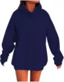Oversized mple skouro gynaikeio choydie me koukoula kai rithmizomeno kordoni, aneti efarmogi. - S / Tops / Ναυτικό μπλε