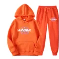 Πορτοκαλί σετ αθλητικής φόρμας Huntrix Print, casual φούτερ και παντελόνι μόδας - Πορτοκαλί
