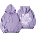 Lila Y2K Oversized Damen Hoodie mit floralem Rückenprint und modernem Schnitt. - S / Oberteile / Rosa
