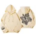 Damen Y2K Oversized Hoodie Langarm Tropfen Schulter Muschel Print Pullover Sweatshirt - S / Oberteile / Khaki