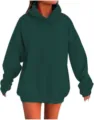 Γυναικείο oversized φούτερ σε σκούρο πράσινο χρώμα, με κουκούλα και πρακτική τσέπη. - Σκούρο Πράσινο