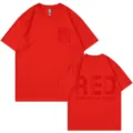 2025 Herren Damen Baumwolle Grafik T-Shirt Rot Rundhalsausschnitt Lose Kurze Ärmel Top - S / Oberteile / Rot 317