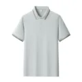 Men's Casual Short Sleeve Polo Shirt in Grey with Tipped Collar for Summer Business Tops - S / Tops / Light Gray
