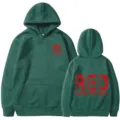 Sweat à capuche vert foncé avec imprimé slogan de soutien militaire, haut décontracté. - S / Hauts / Vert foncé