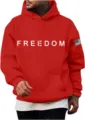 Sweat à capuche unisexe rouge avec impression sur la poitrine et écusson, streetwear. - S / Hauts / Rouge