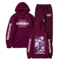 Kpop Demon Hunters casual hoodie and pants tracksuit set, loose fit stylish sportswear outfit. - S / Top And Bottom / Burgundy