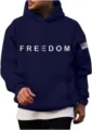 Sweat à capuche bleu marine décontracté pour homme avec impression audacieuse et confortable. - S / Hauts / Bleu marine