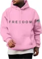Sweat à capuche rose Freedom unisexe pull à manches longues décontracté avec poche - S / Hauts / Rose
