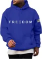 Sweat à capuche bleu avec imprimé Freedom et drapeau. Streetwear décontracté pour hommes et femmes. - S / Hauts / Bleu
