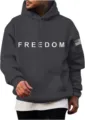 Sweat-à-capuche gris foncé pour homme avec impression FREEDOM sur la poitrine et patch. - S / Hauts / Gris foncé
