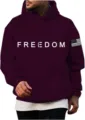 Sweat à capuche violet pour homme avec motif Freedom et patch drapeau décontracté style - S / Hauts / Bordeaux