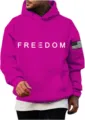 Sweat à capuche imprimé Liberté unisexe à manches longues pour loisirs avec poche - S / Hauts / Rose rouge