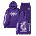 Modisches Kpop Demon Hunters Hoodie und Jogginghose Set, bequeme Freizeit Sportkleidung. - Lila