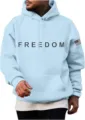Sweat a capuche Freedom bleu clair pour hommes et femmes avec impression et drapeau. - S / Hauts / Bleu Clair