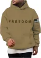 Sweat à capuche unisexe avec impression Freedom, sweat-shirt à manches longues confortable mode. - S / Hauts / Chameau