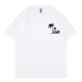 Casual white short sleeve cotton t-shirt featuring a stylish palm tree graphic print top. - S / Tops / White