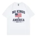 Casual crewneck short sleeve white t-shirt with patriotic America graphic print for summer. - S / Tops / White